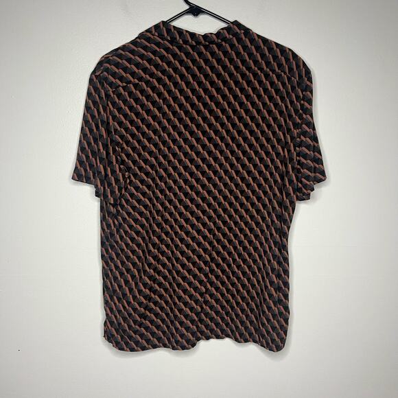 Express Mens Multicolor Short Sleeve Casual Button Up Shirt Sz M Geometric Retro - Picture 4 of 7